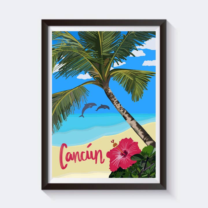Cancun, Mexico Travel Artwork Print - Fås i 6 størrelser for engroshandel hos 2 Sisters