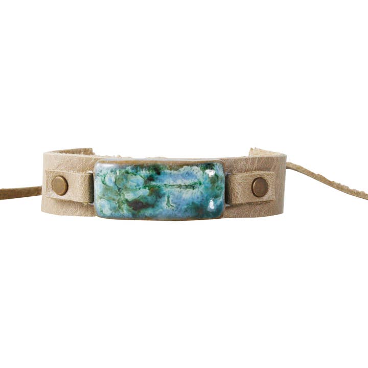 Dandy Jewelry - Wholesale Bangle Bracelet - ID Tie Bracelet - Khaki Leather