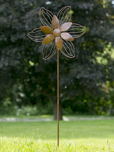 22" Flamed Open Petal Flower Spinner for wholesale by Ancient Graffiti