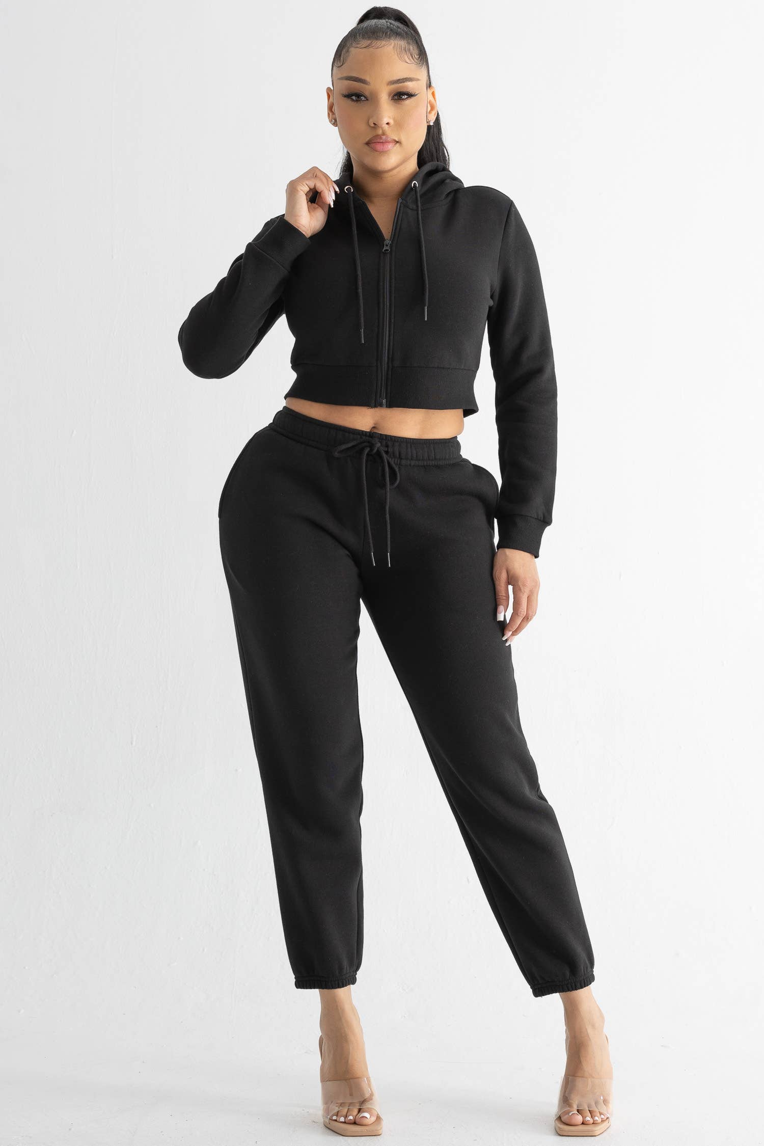 Boswell - Vente Ensemble haut et pantalon (PAS d'intérieur) - Femme - ENSEMBLE HAUT COURT ET PANTALON DE SURVÊTEMENT À CAPUCHE EN POLAIRE ÉPAISSE7