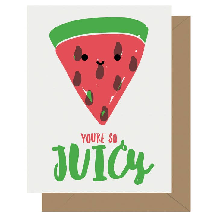 Cutie Kawaii So Juicy Letterpress Greeting Card for wholesale by Letterpress Jess