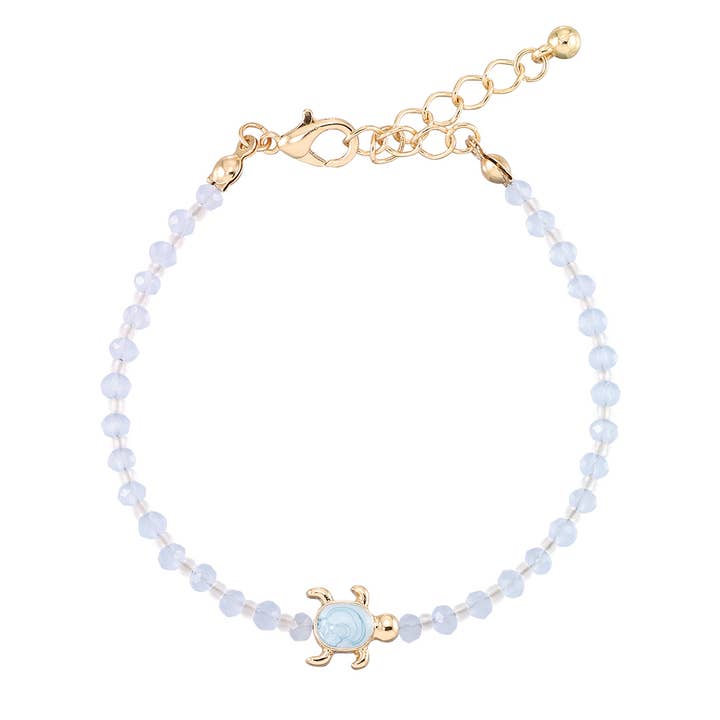 "Give Back" Enamel Turtle Glass Crystal Anklet-12pcs for wholesale by World End Imports Jewelry & Gifts