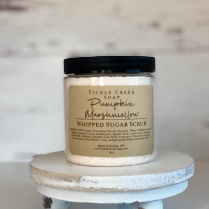 Tickle Creek Soap – Esfoliante corporal por atacado – Esfoliante de Açúcar Marshmallow Chipeado de Abóbora
