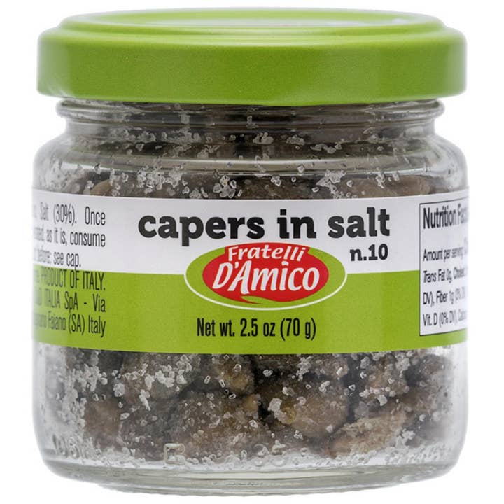 Fratelli D'Amico, Capers in Salt, no, #10 2.5oz, (70g) for wholesale by Wholesale Italian Food