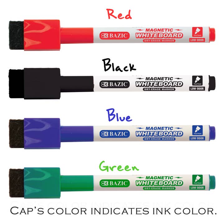 BAZIC Products - Wholesale Marker - Magnetic Assorted Color Dry-Erase Markers (6/Pack)6
