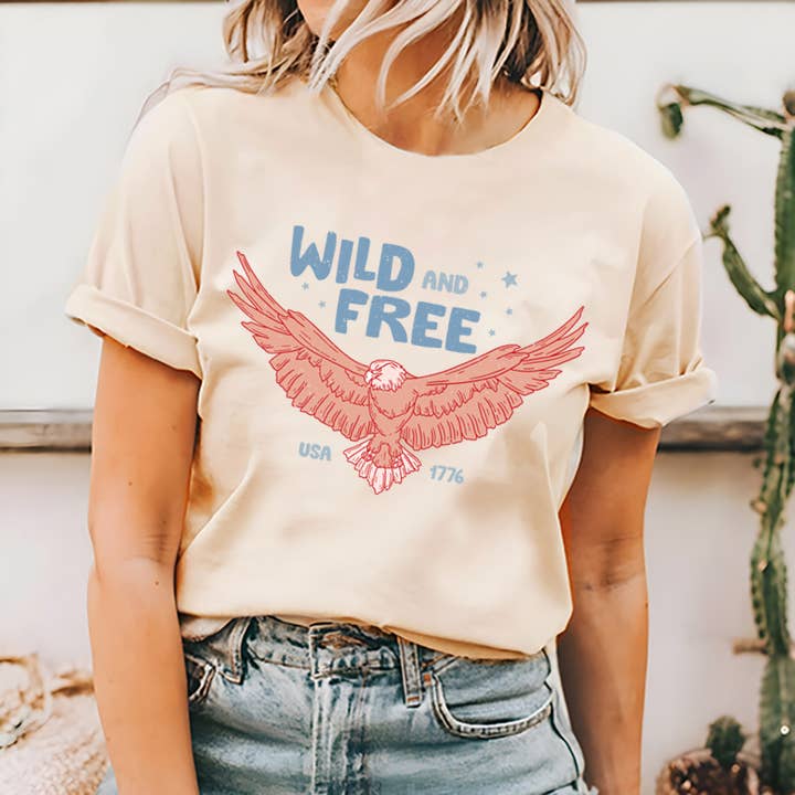 LaLaSista - Wholesale Screen Printed T-Shirt - Women's - WILD AND FREE GRAPHIC T SHIRT