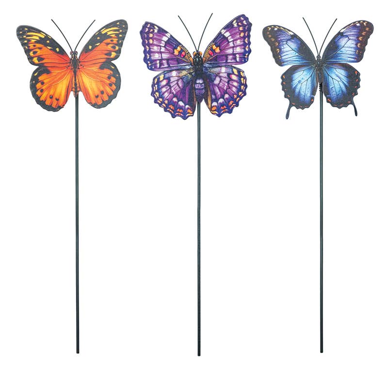 Hanna's Handiworks - Wholesale Decorative Figurine - Butterfly Spring Garden Plant Pick 3 Assorted