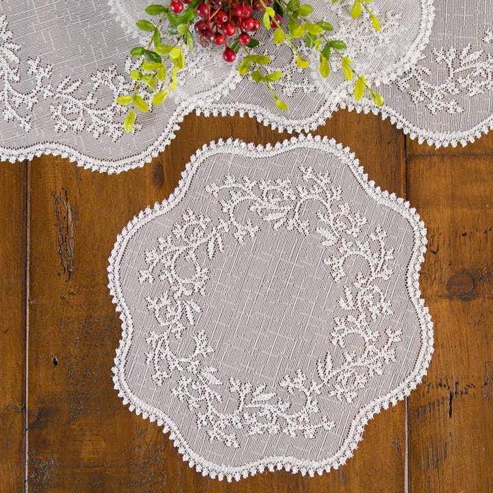 Sheer Divine 12 in Round White Lace Doily Set of 4 for wholesale by Heritage Lace