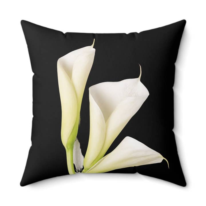 Almofada quadrada em camurça sintética Midnight Calla Lilies por atacado de Once Upon a Find Couture