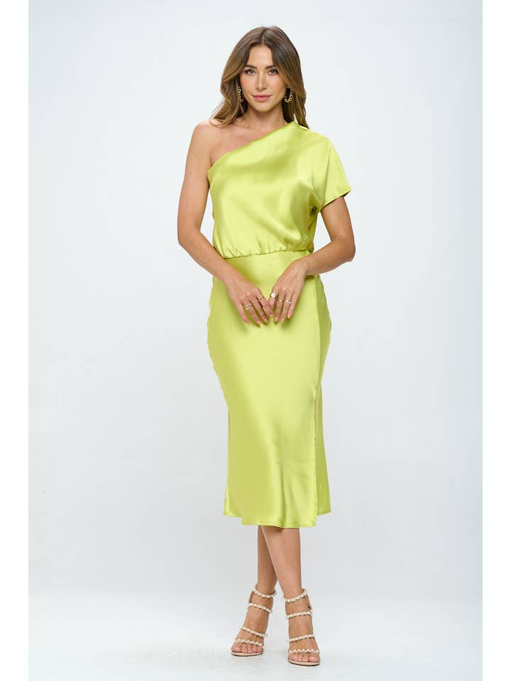 CITRON Made in USA Stretch Satin One Shoulder Dress for wholesale on Faire
