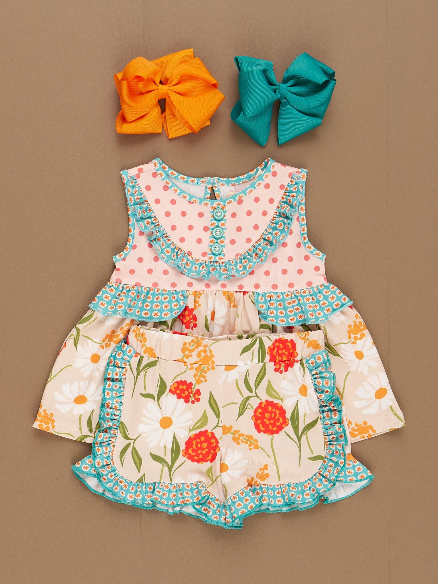 Marie Nicole Clothing - Wholesale Top & Short Set - Kids - Daisy Janes Ruffle Trim Outfit2