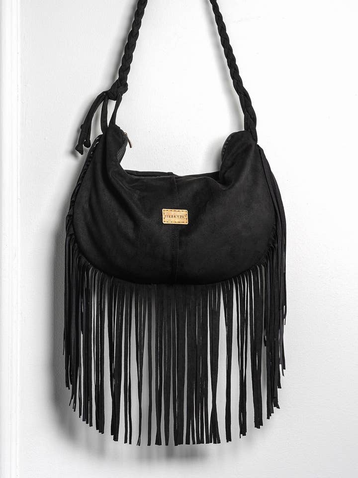 Handcrafted Fringe Shoulder Bag – Eco Suede & Cotton by Mayense for wholesale by Mayense
