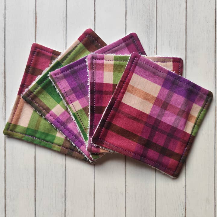 Herbruikbare gezichtdoekjes van plaid, paarse milieuvriendelijke doeken voor wholesale door Hannah and me