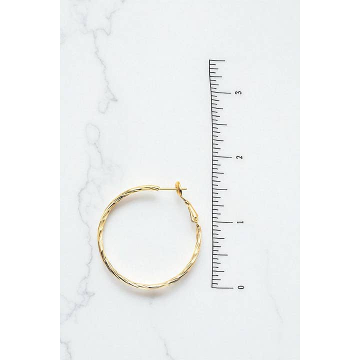Andrea Bijoux - Wholesale Hoop Earrings - LINE TWIST DETAIL HOOP EARRING2
