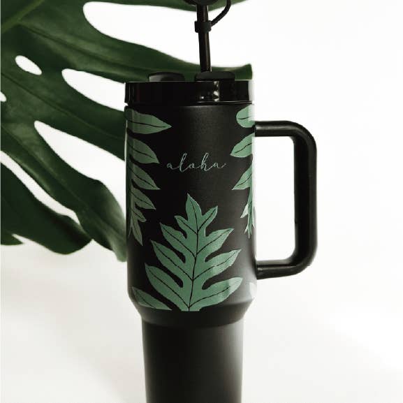 Adventure Hawaii - Wholesale Insulated Mug/Tumbler - Fern | 40 oz Vacuum Insulated Tumbler with Handle