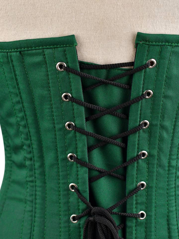 Green Unique Handmade Medieval Corset with Front Busk Steel Boning for wholesale on Faire