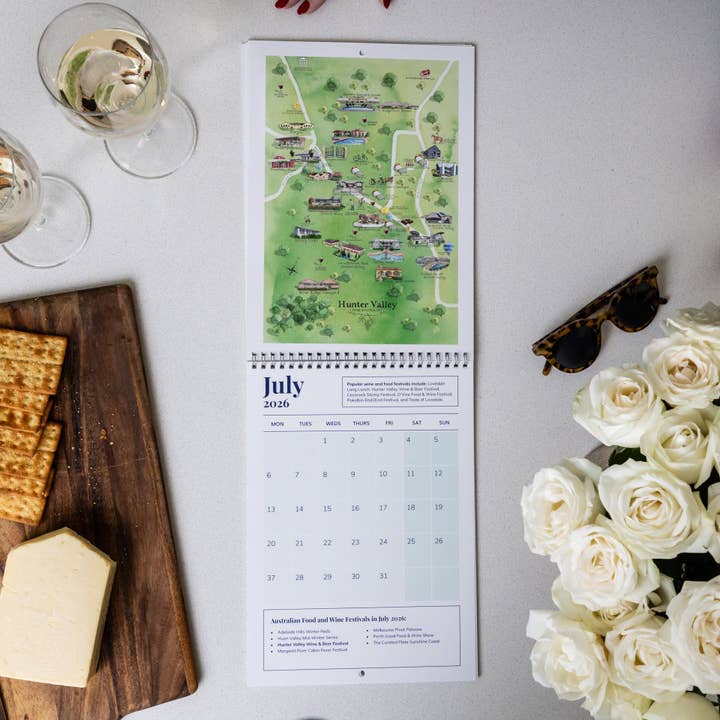 Australian Map Gifts - Wholesale Calendar - A4 Australian Food & Wine Festivals Calendar January 2026-March 202713