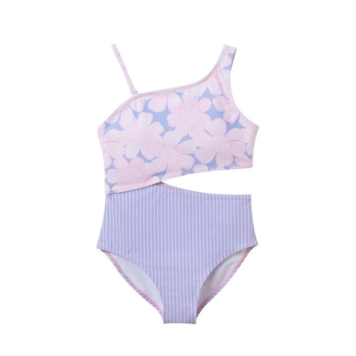 Tween-piger Badedragt | Blomstret Stribe for engroshandel hos Andy & Evan