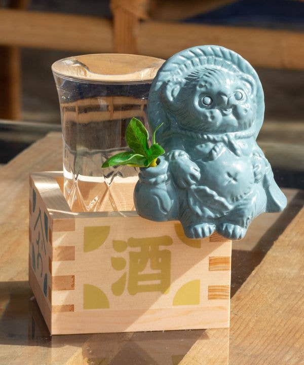 Ametsuchi by Amina Collection - Wholesale Decorative Figurine - SHIGARAKI Ware Sitting TANUKI - Blue0