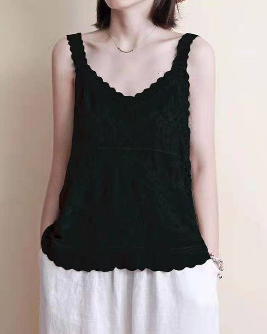 Rosa Clothing - Wholesale Tank Top - Women's - V-Neck Ethnic-Style Pattern Lace Camisole3