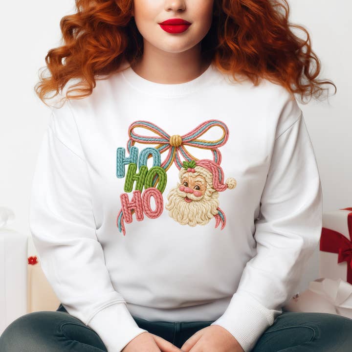 HO HO HO Santa Crewneck – Holiday Bow Edition for wholesale by Fui Fuío by Ktna