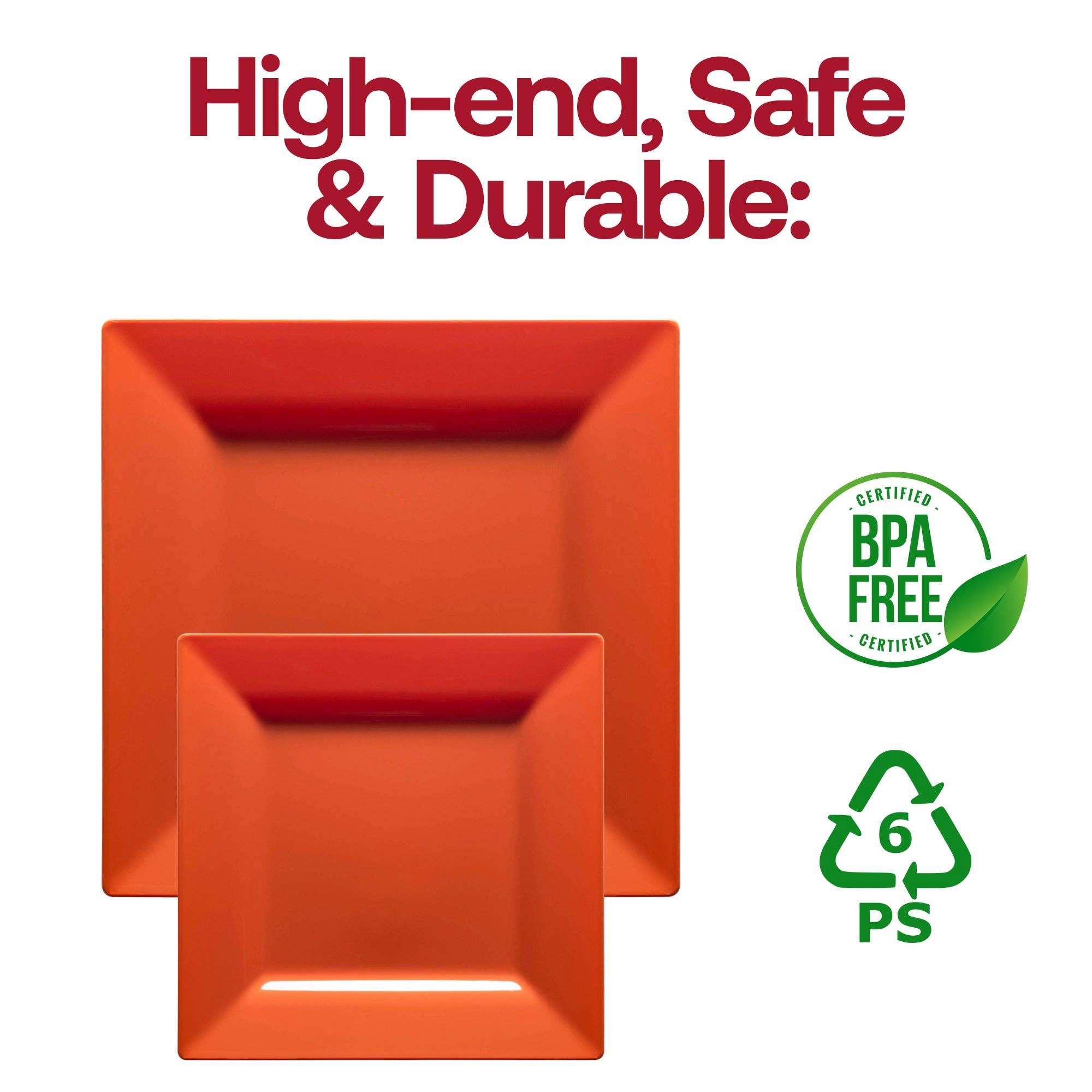 Smarty had a Party - Wholesale Disposable Plate - 9.5" Burnt Orange Square Plastic Dinner Plates - 120 pcs4