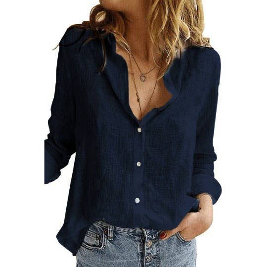 Rosa Clothing - Wholesale Shirt - Women's - Solid Color Casual Loose Long-Sleeve Shirt19