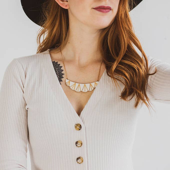 Scalloped Bib Necklace for wholesale by Crown & Heart