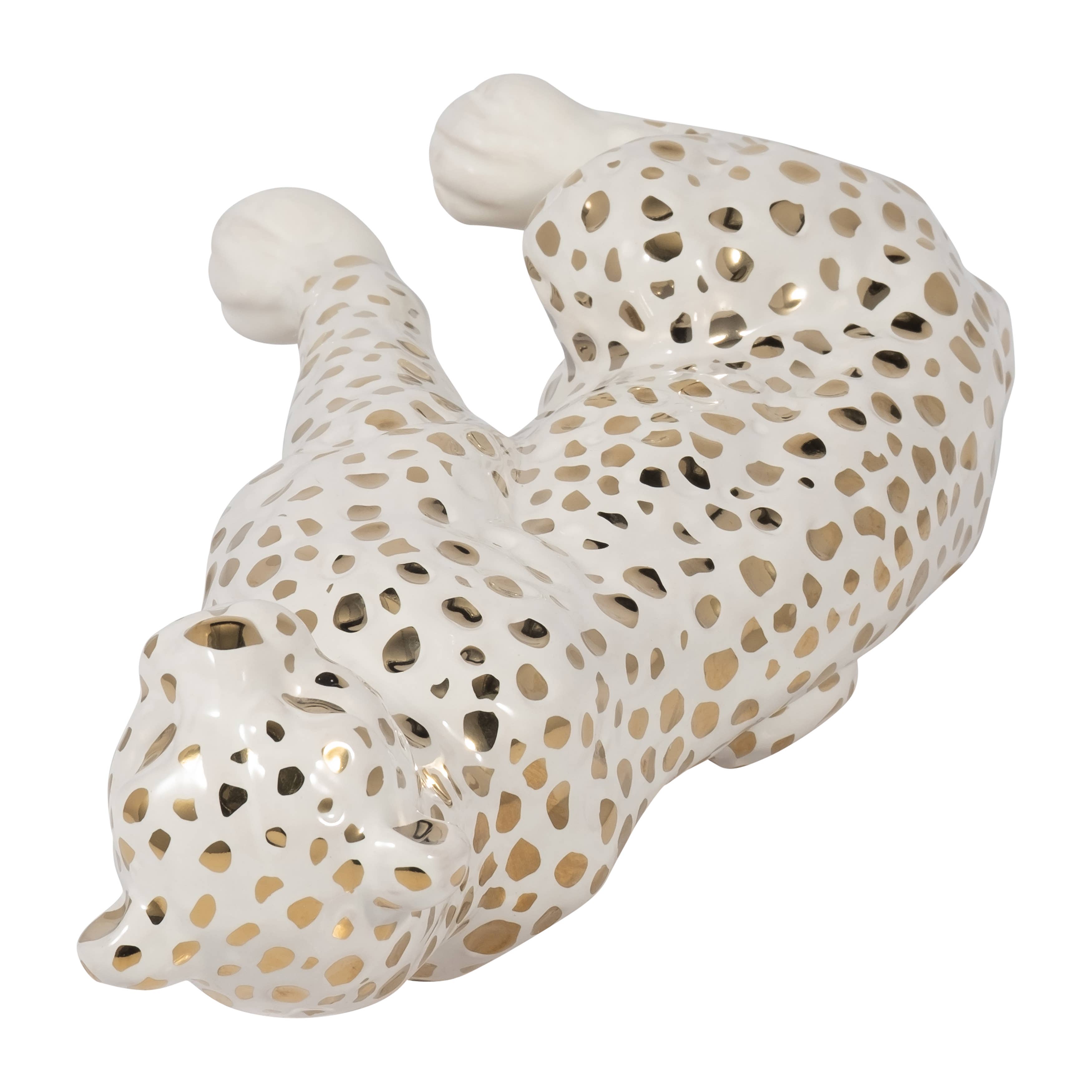 Sagebrook Home - Wholesale Decorative Figurine - Ceramic Sitting Leopard Decorative Figurine - White, 11 in.10