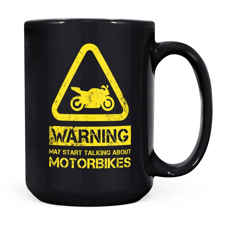 Mug Monster - Vendita all'ingrosso Tazza - Tazza da moto con scritta «Warning May Start Talking about Motorbikes»11