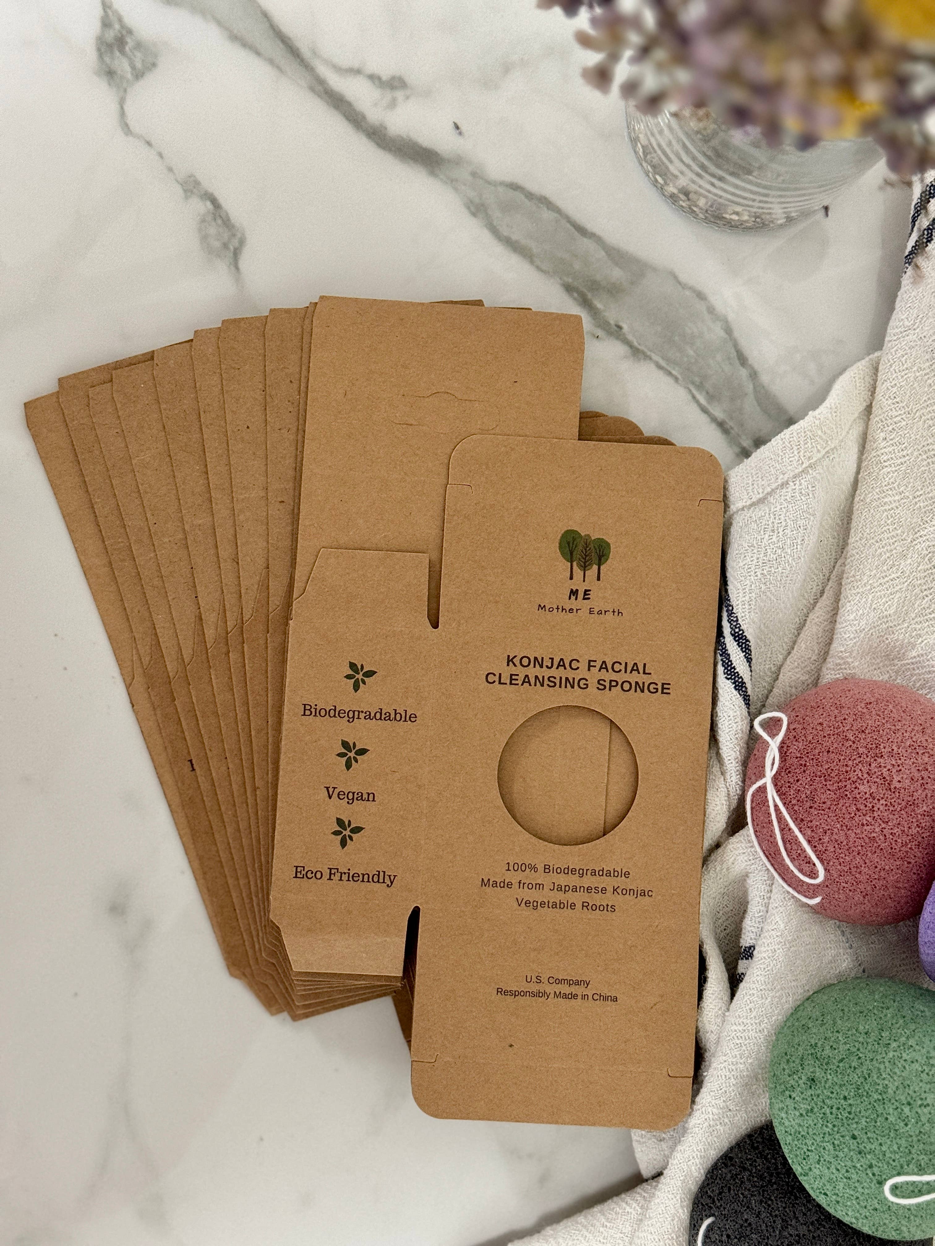 Me Mother Earth - Wholesale Facial Cleanser - Konjac Sponge Retail Boxes ONLY2
