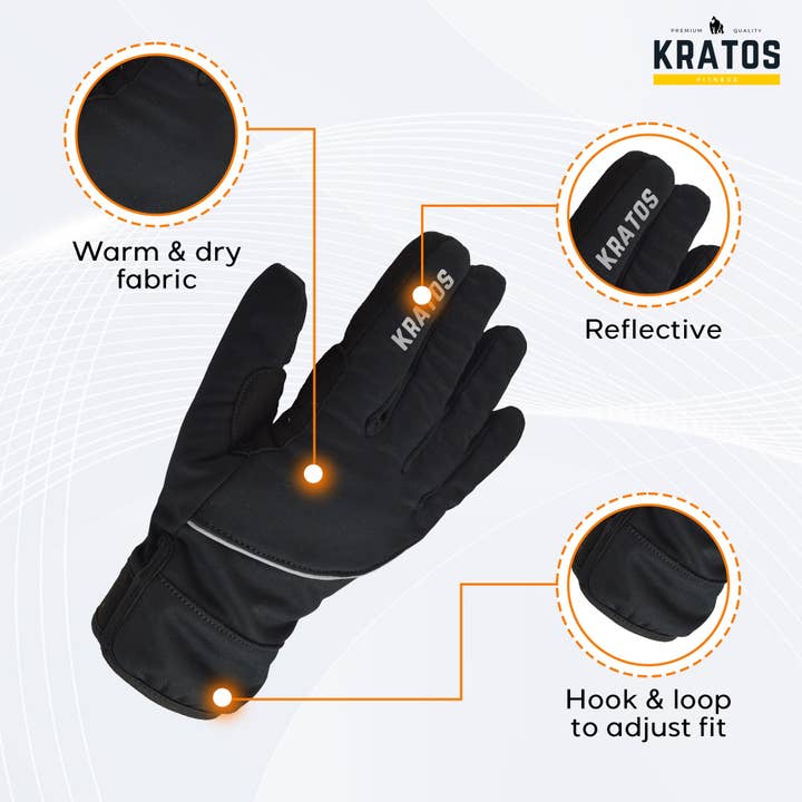 Kratos – wholesale Handskar - Unisex – Vinter vindtäta cykelhandskar Varm halksäker vadderad pekskärm Termisk kallt väder Cykling Vandring MTB för män och kvinnor