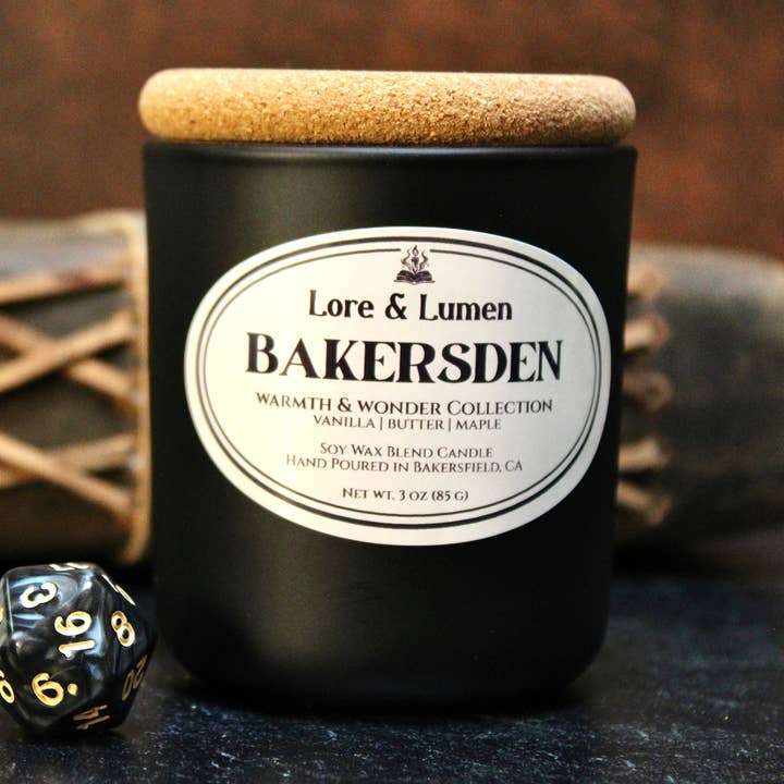 Vanilla + Butter + Maple - Matte Black Glass Soy Candle for wholesale by Lore & Lumen