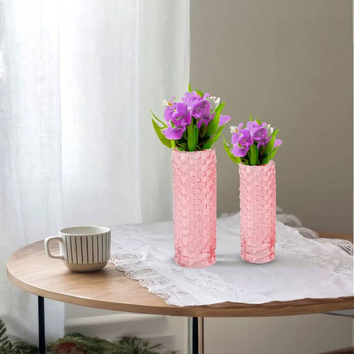 Aria Home - Vente Vases - Collection Fleurine en verre coloré, ensemble de 2 grands vases de table2
