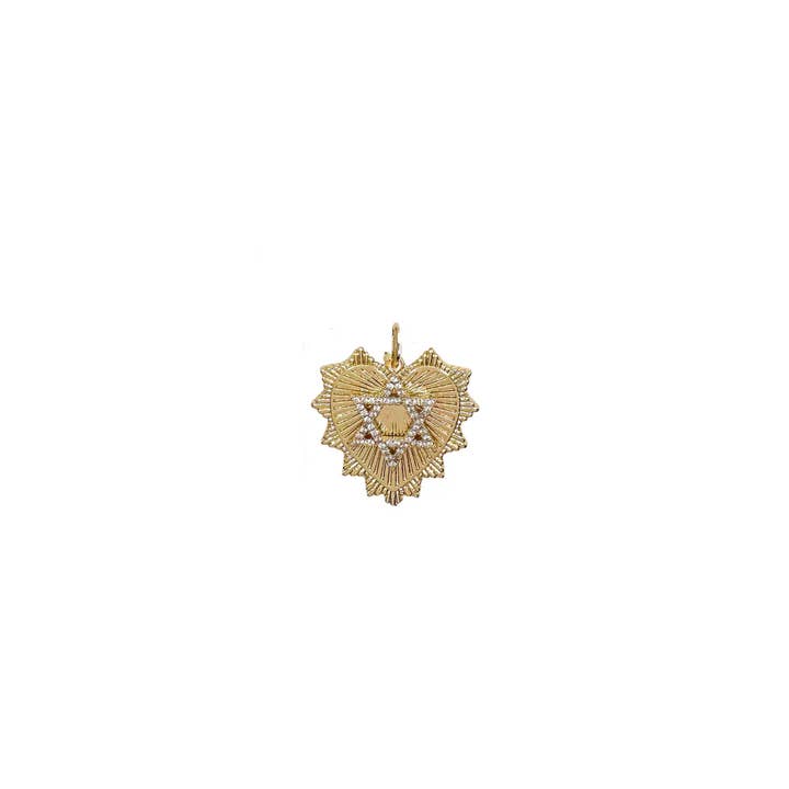 Love, Lisa - Wholesale Individual Charm/Pendant - Cubic Zirconia Jewish Star of David Heart Pendant Charm