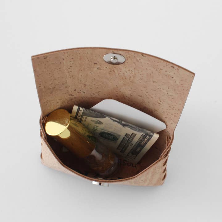 nest PURE - Wholesale Coin Purse - Women's - Snap Coin Pouch in Indigo Print Cork2