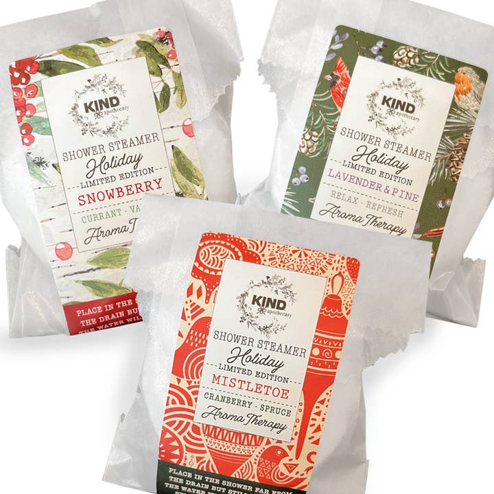 KIND apothecary - Wholesale Shower Steamer/Bomb - Holiday Shower Steamers Available 11/1-12/31