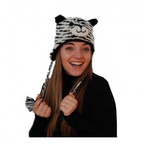 Animal cap shaped like a Siberian Tiger for wholesale by Pink Yak