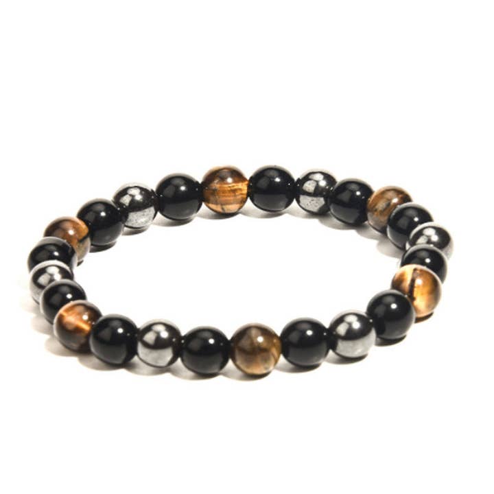 Black Obsidian, Hematite, & Gold Tigers Eye 6mm Bracelet for wholesale by It's Your Journey LLC
