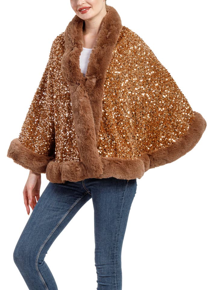 Eén maat dames bontponcho: WFPH-14 voor wholesale door Imagine Imports