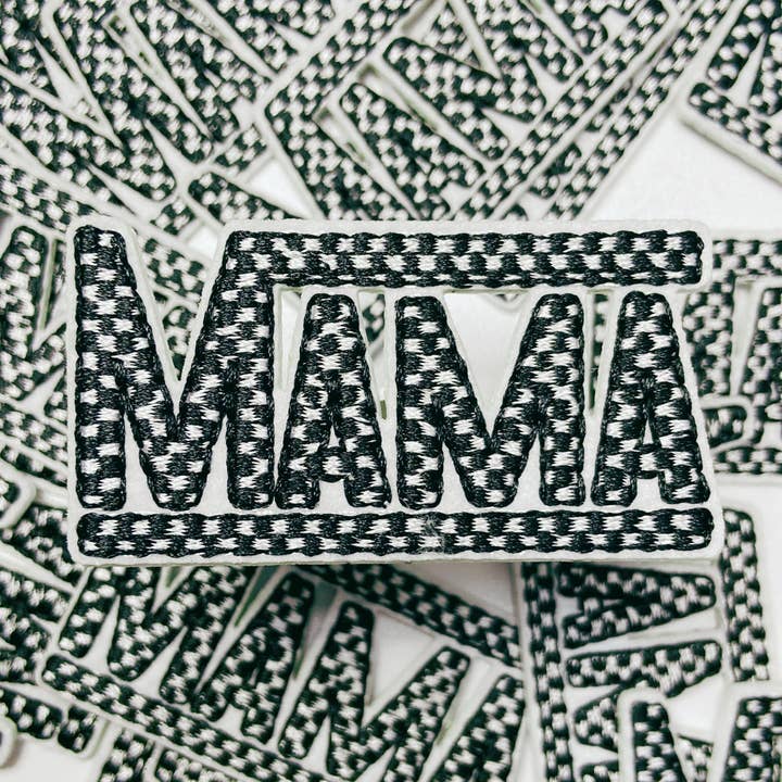 2 1/4" small Checkered Mama in Black & White - Embroidered Hat Patch for wholesale by TEELUX