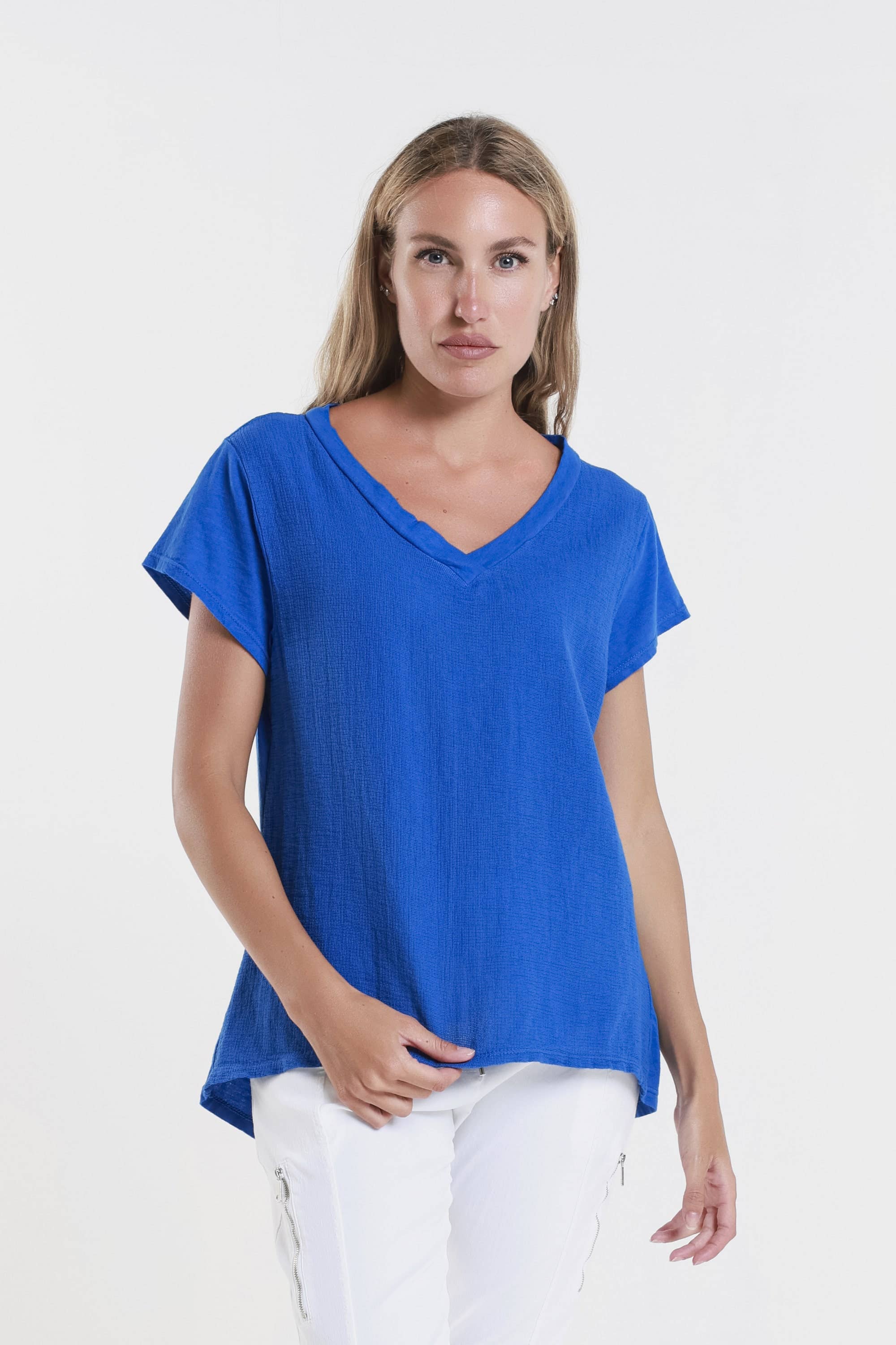 TINA Stephens Italy/Tees By Tina - Wholesale Blouse - Women's - Nola Cotton/Linen V-Neck Top (BSS207)10