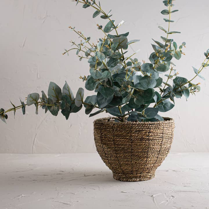 SALE - Lina Small Dry Basket Planter Seagrass & Metal for wholesale by Foreside Home & Garden