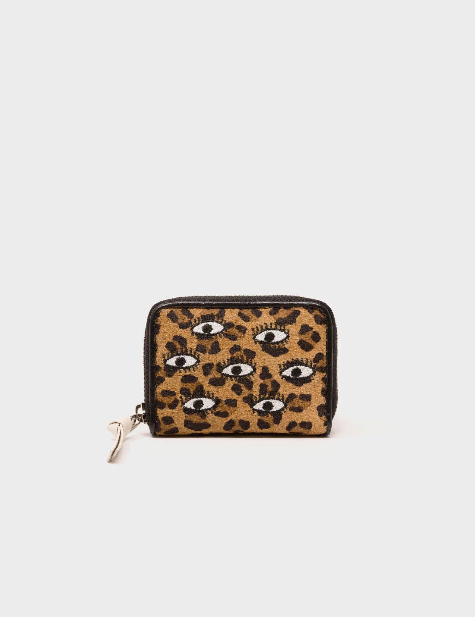 Min & Mon - Wholesale Wallet - Women's - Frodo Animal Print Leather Zip Around Wallet - All Over Eyes Embroidery0
