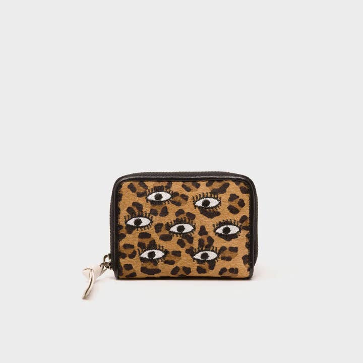 Min & Mon - Wholesale Wallet - Women's - Frodo Animal Print Leather Zip Around Wallet - All Over Eyes Embroidery