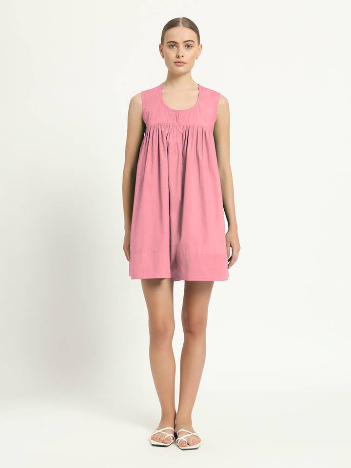 The Jois Fondant Pink Cotton Dress for wholesale by Thevasa