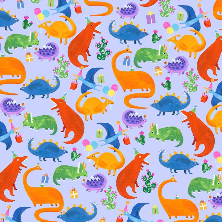 Blue Dinosaur Flat Wrapping Paper for wholesale by Ickaprint