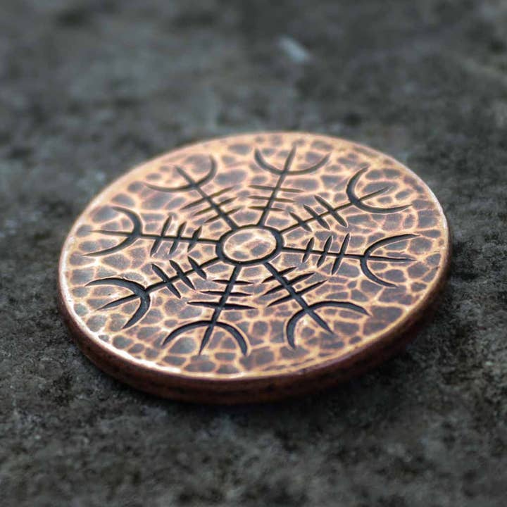 Shire Post Mint - Vendita all'ingrosso Moneta/gettone ricordo - Moneta in rame Helm of Awe - Aegishjalmur - Stave Vik di Guerriero4