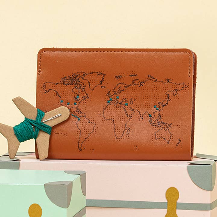 Chasing Threads - Wholesale Passport Case - Unisex - Stitch Where You've Been Passport Cover Kit - Brown Leather
