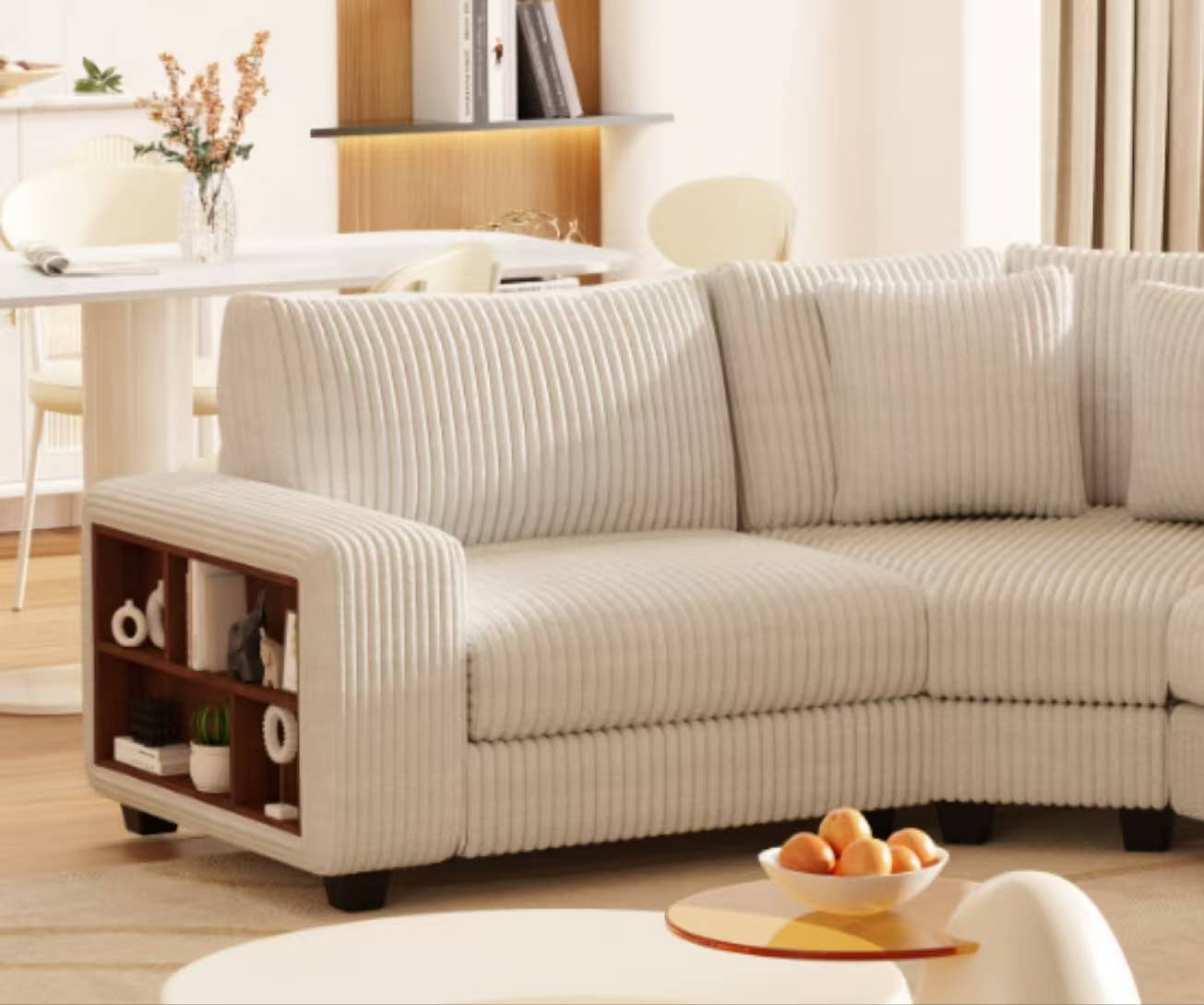 HOMYCASA DESIGN INC - Wholesale Sofa - L-Shaped Beige Sectional Sofa 3/5 Seats & ArmrestWoodenFrame7